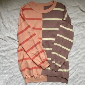 NWOT Colorblock Striped Crewneck Sweater - Pink & Purple